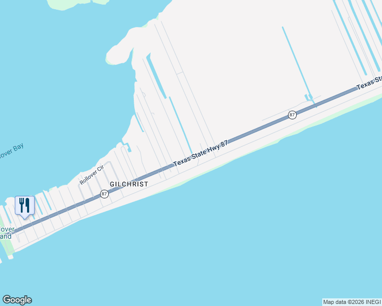 map of restaurants, bars, coffee shops, grocery stores, and more near 994 Chantell Drive in Bolivar Peninsula