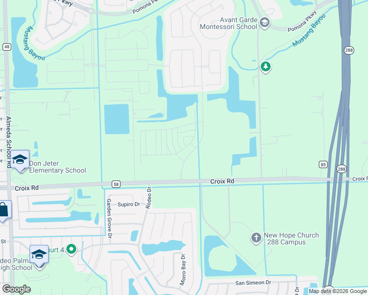 map of restaurants, bars, coffee shops, grocery stores, and more near in Manvel