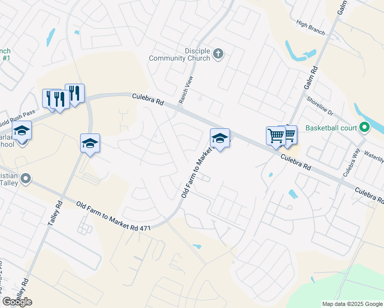 map of restaurants, bars, coffee shops, grocery stores, and more near 13721 Dariens Path in San Antonio