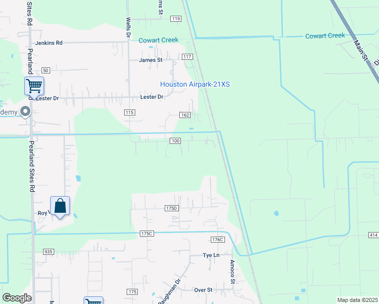 map of restaurants, bars, coffee shops, grocery stores, and more near 8014 McKeever Road in Pearland