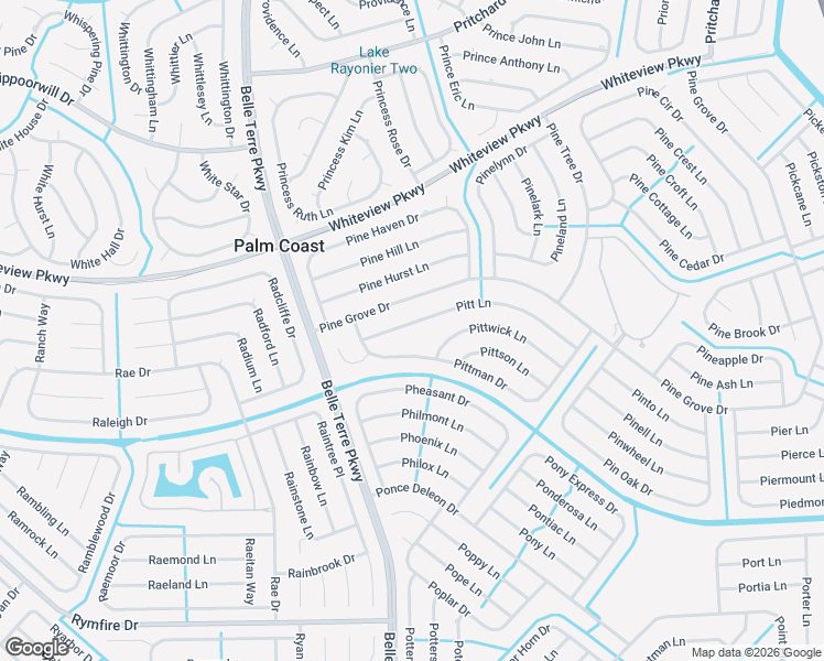 map of restaurants, bars, coffee shops, grocery stores, and more near 20 Pitt Lane in Palm Coast