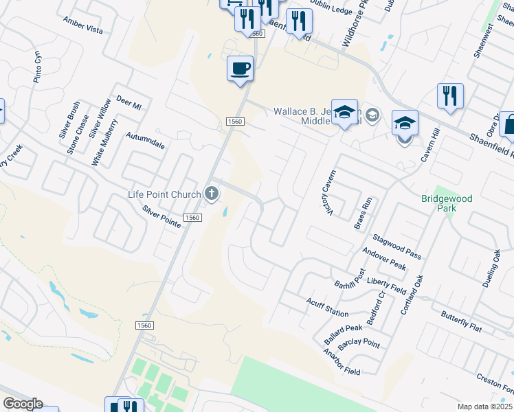 map of restaurants, bars, coffee shops, grocery stores, and more near 8026 Stalemate Cove in San Antonio
