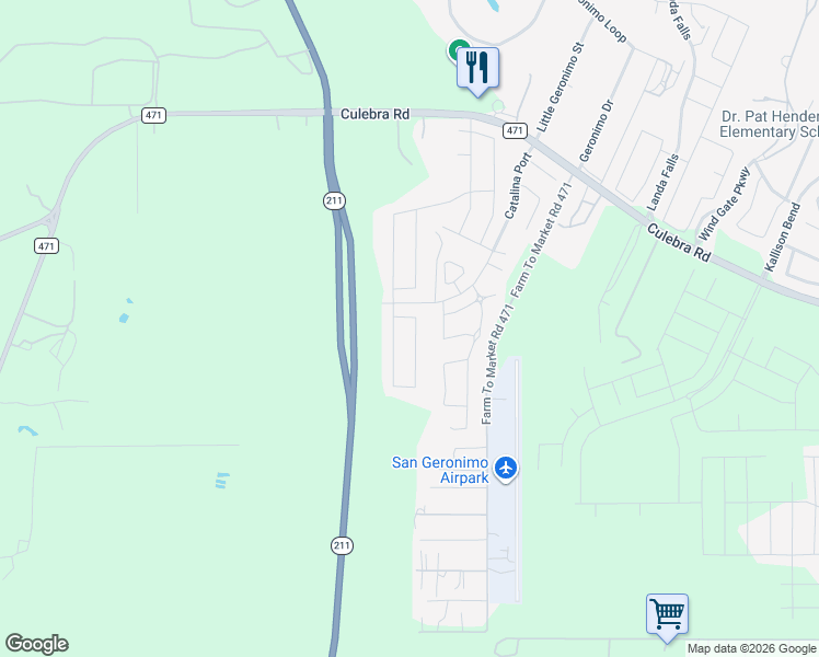 map of restaurants, bars, coffee shops, grocery stores, and more near 7978 Hanging Branch in San Antonio