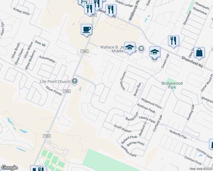 map of restaurants, bars, coffee shops, grocery stores, and more near 11330 Impressive Way in San Antonio
