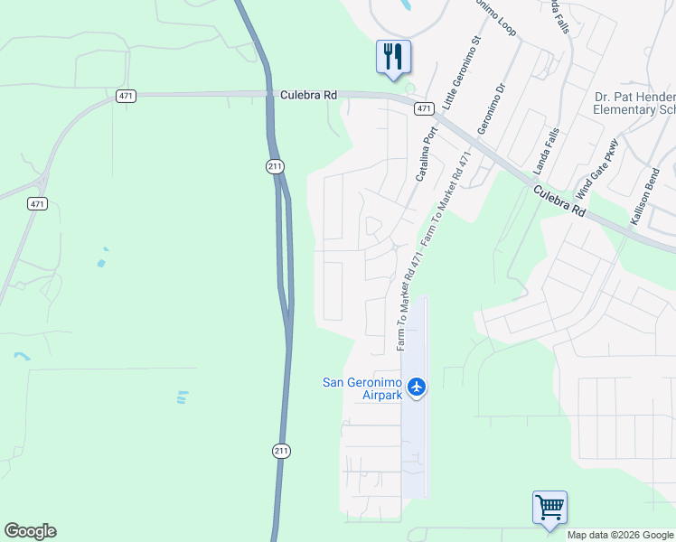 map of restaurants, bars, coffee shops, grocery stores, and more near 7978 Hanging Branch in San Antonio