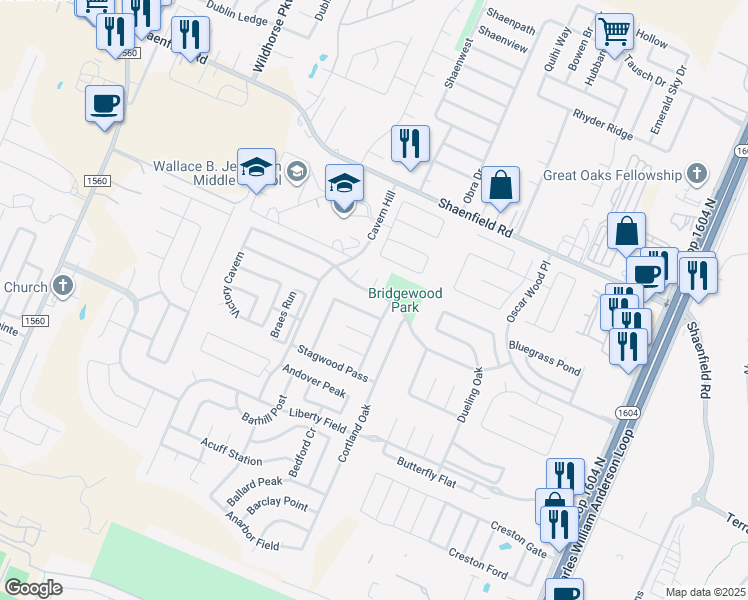 map of restaurants, bars, coffee shops, grocery stores, and more near 11014 Vollmer Lane in San Antonio