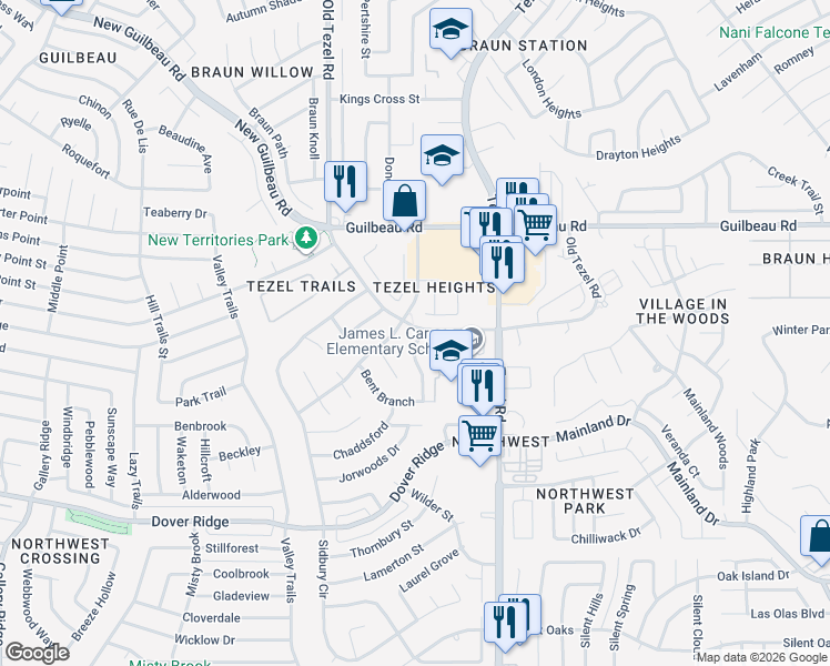 map of restaurants, bars, coffee shops, grocery stores, and more near 9003 Elderwood in San Antonio
