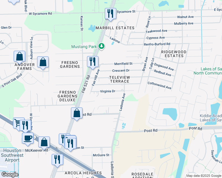 map of restaurants, bars, coffee shops, grocery stores, and more near 211 Virginia Dr in Fresno