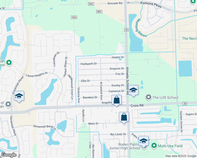 map of restaurants, bars, coffee shops, grocery stores, and more near 8808 County Road 887 in Rosharon
