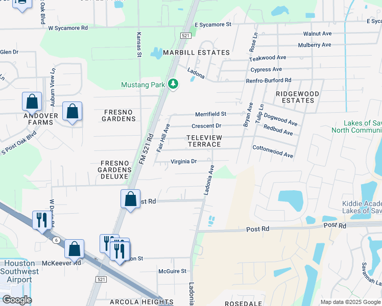 map of restaurants, bars, coffee shops, grocery stores, and more near 211 Virginia Drive in Fresno