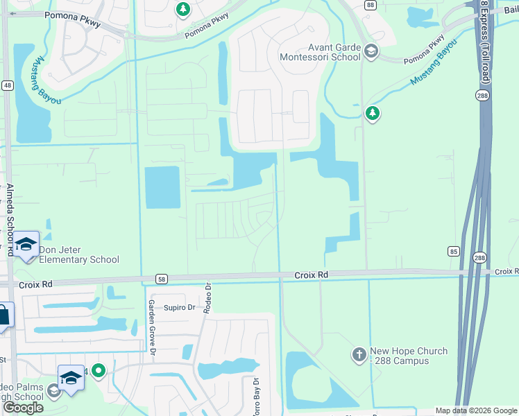 map of restaurants, bars, coffee shops, grocery stores, and more near in Manvel