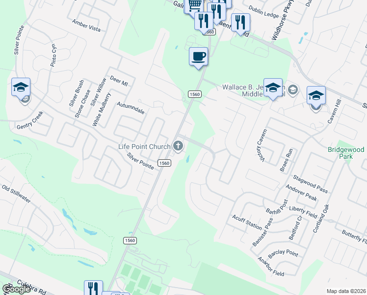 map of restaurants, bars, coffee shops, grocery stores, and more near 8103 Breakaway Pass in San Antonio
