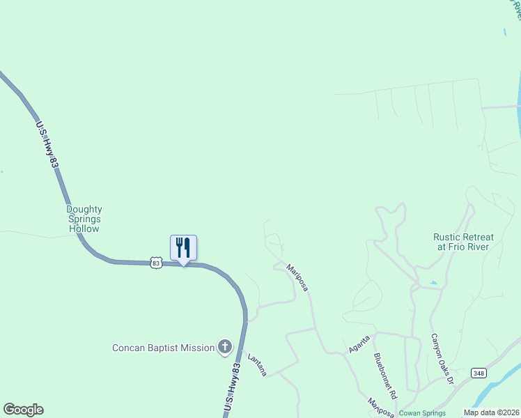 map of restaurants, bars, coffee shops, grocery stores, and more near 863 Mariposa in Concan