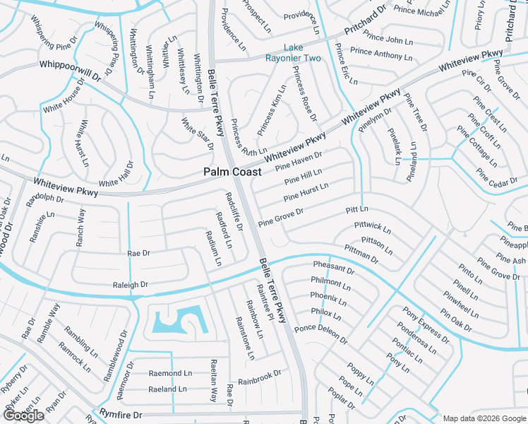 map of restaurants, bars, coffee shops, grocery stores, and more near 8 Pine Grove Drive in Palm Coast