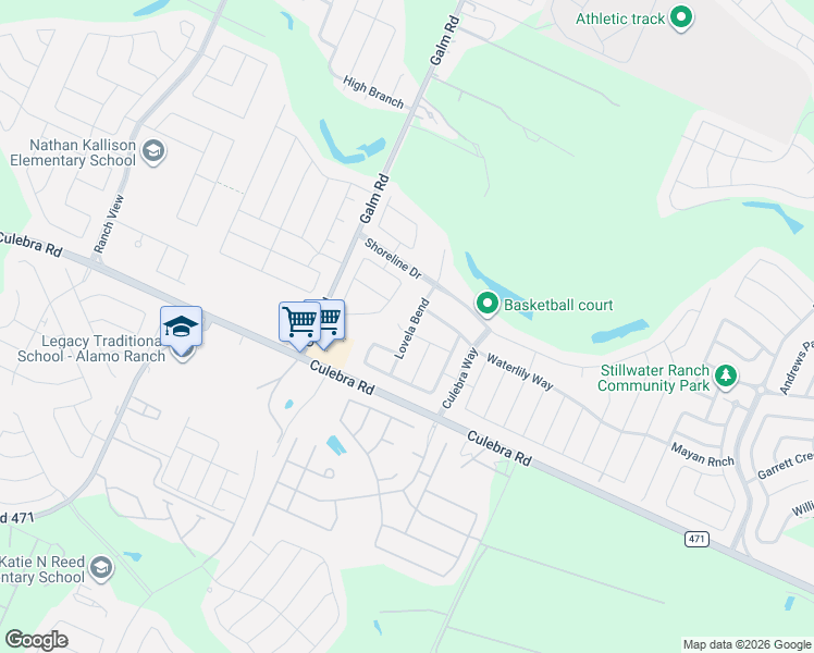 map of restaurants, bars, coffee shops, grocery stores, and more near 7935 Genesse Creek in San Antonio