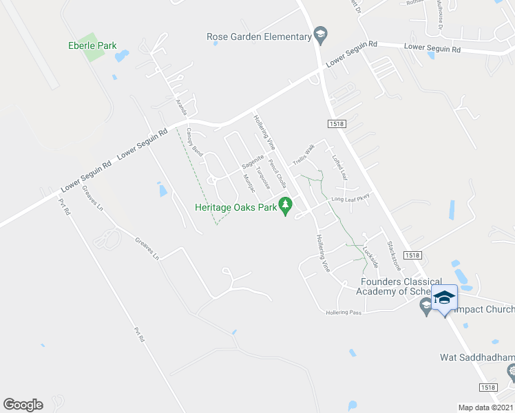 map of restaurants, bars, coffee shops, grocery stores, and more near 3148 Muntjac in Schertz