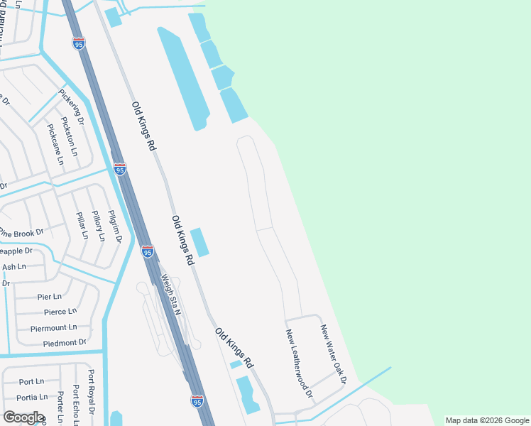 map of restaurants, bars, coffee shops, grocery stores, and more near 82 New Leatherwood Drive in Palm Coast