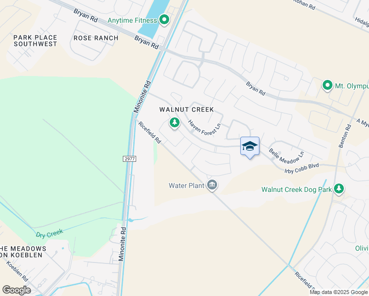 map of restaurants, bars, coffee shops, grocery stores, and more near 2006 Knoll Oak Lane in Rosenberg