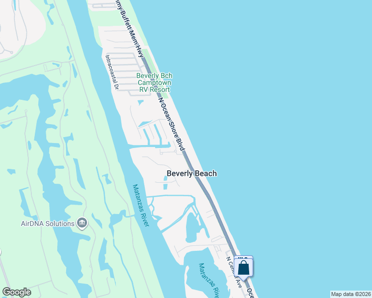 map of restaurants, bars, coffee shops, grocery stores, and more near 2636 North Oceanshore Boulevard in Flagler Beach