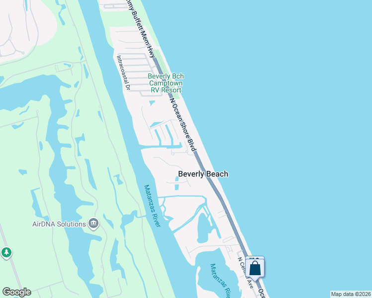 map of restaurants, bars, coffee shops, grocery stores, and more near 2636 North Oceanshore Boulevard in Flagler Beach