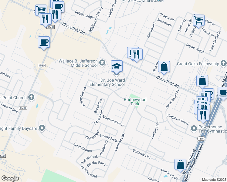 map of restaurants, bars, coffee shops, grocery stores, and more near 11103 Vollmer Ln in San Antonio