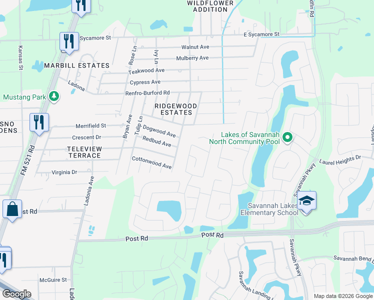 map of restaurants, bars, coffee shops, grocery stores, and more near 4603 Mistletoe Lane in Fresno