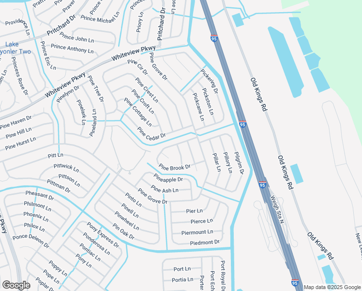 map of restaurants, bars, coffee shops, grocery stores, and more near 1 Pine Bluff Lane in Palm Coast