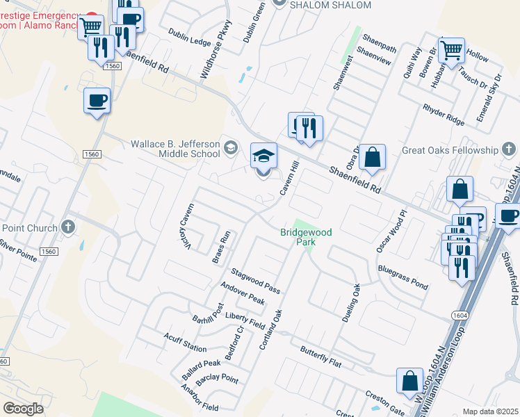 map of restaurants, bars, coffee shops, grocery stores, and more near 11103 Vollmer Lane in San Antonio
