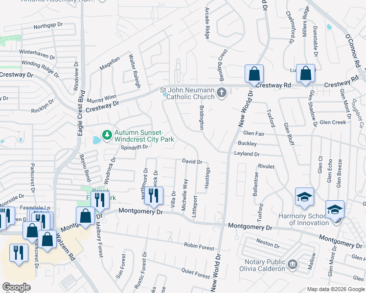 map of restaurants, bars, coffee shops, grocery stores, and more near in San Antonio