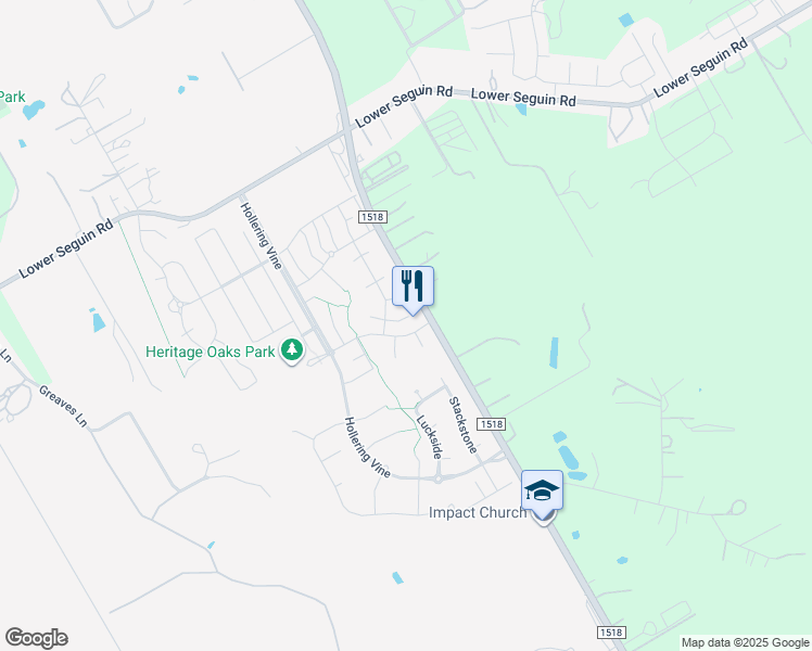 map of restaurants, bars, coffee shops, grocery stores, and more near 12012 Vignette in Schertz