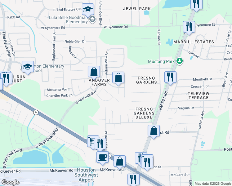 map of restaurants, bars, coffee shops, grocery stores, and more near 4818 May Arbor Lane in Fresno