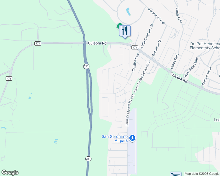 map of restaurants, bars, coffee shops, grocery stores, and more near 8210 Phantom Field in San Antonio