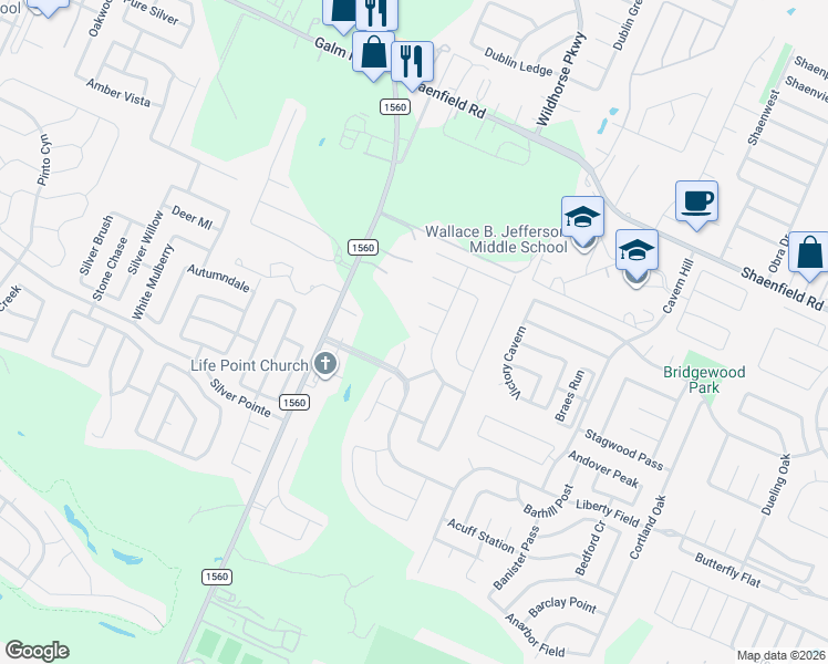 map of restaurants, bars, coffee shops, grocery stores, and more near 8223 Victory Point in San Antonio