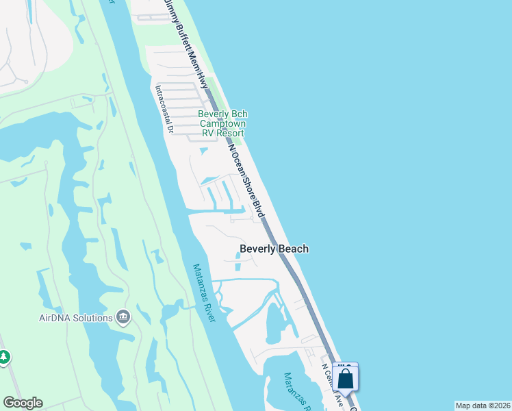 map of restaurants, bars, coffee shops, grocery stores, and more near 2636 North Oceanshore Boulevard in Flagler Beach