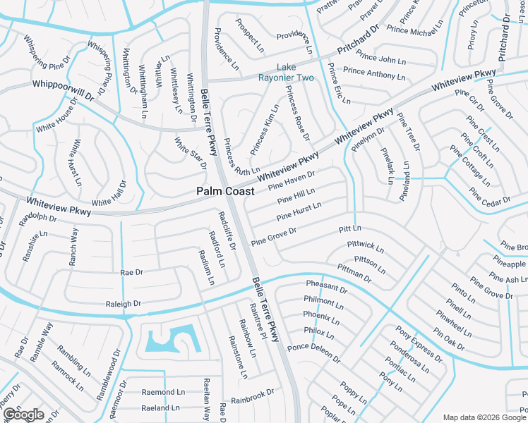 map of restaurants, bars, coffee shops, grocery stores, and more near 8 Pine Hill Lane in Palm Coast