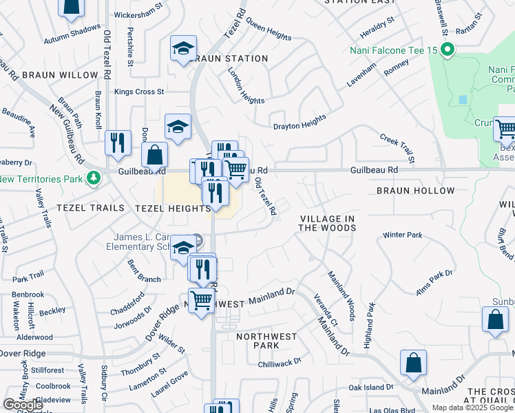 map of restaurants, bars, coffee shops, grocery stores, and more near 8917 Maverick Draw in San Antonio