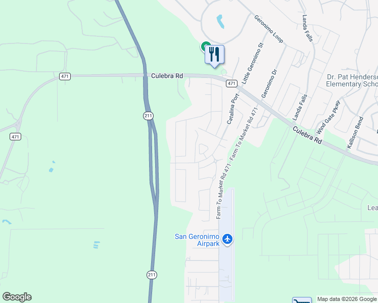 map of restaurants, bars, coffee shops, grocery stores, and more near 8210 Phantom Field in San Antonio