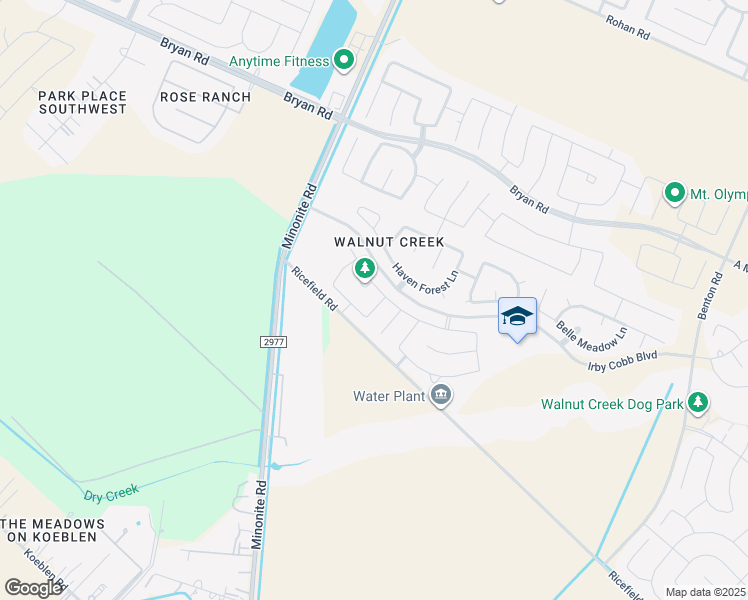 map of restaurants, bars, coffee shops, grocery stores, and more near 2006 Knoll Oak Lane in Rosenberg