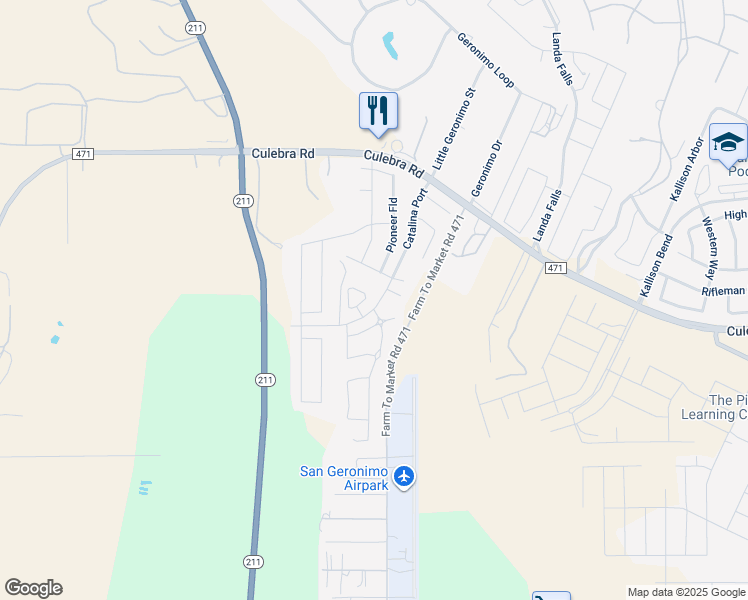 map of restaurants, bars, coffee shops, grocery stores, and more near 8204 Mulaney in San Antonio