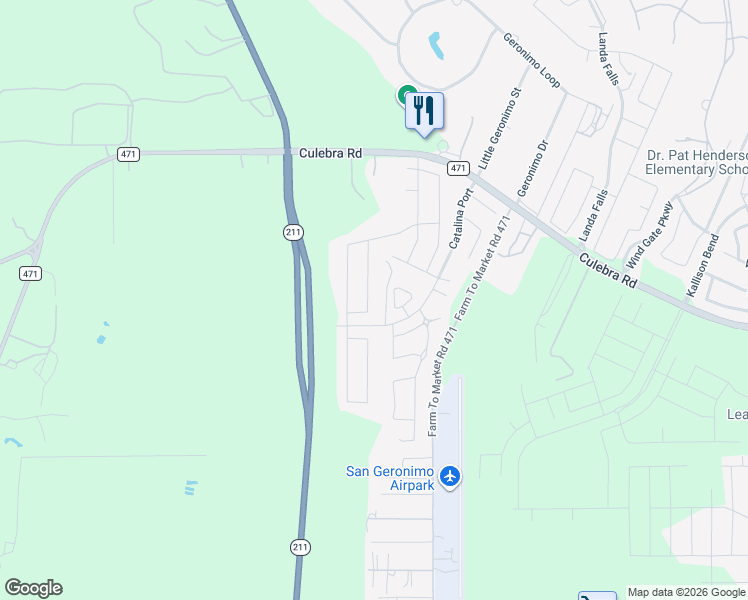 map of restaurants, bars, coffee shops, grocery stores, and more near 8210 Phantom Field in San Antonio