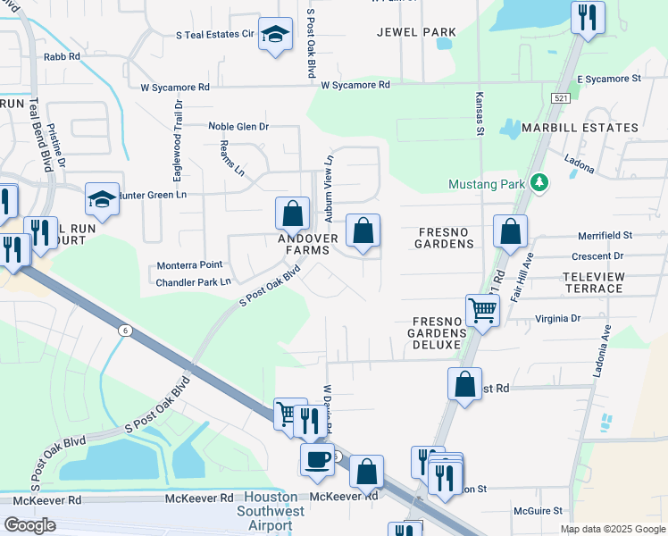 map of restaurants, bars, coffee shops, grocery stores, and more near 1018 Cavern Brook Lane in Fresno