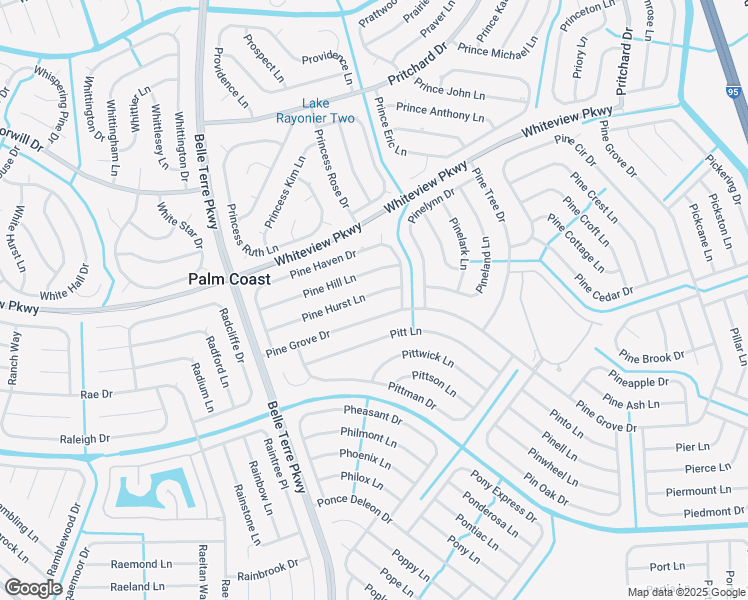 map of restaurants, bars, coffee shops, grocery stores, and more near 43 Pine Grove Drive in Palm Coast