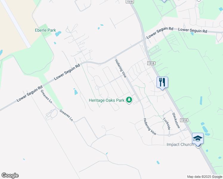 map of restaurants, bars, coffee shops, grocery stores, and more near 3116 Muntjac in Schertz