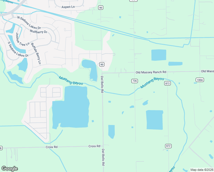 map of restaurants, bars, coffee shops, grocery stores, and more near 4327 Del Bello Road in Manvel