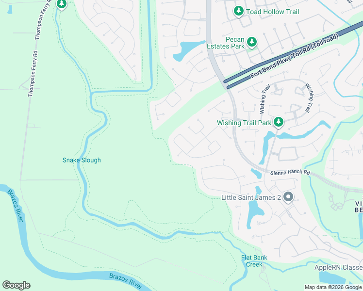 map of restaurants, bars, coffee shops, grocery stores, and more near 27 Roma Ridge Drive in Missouri City