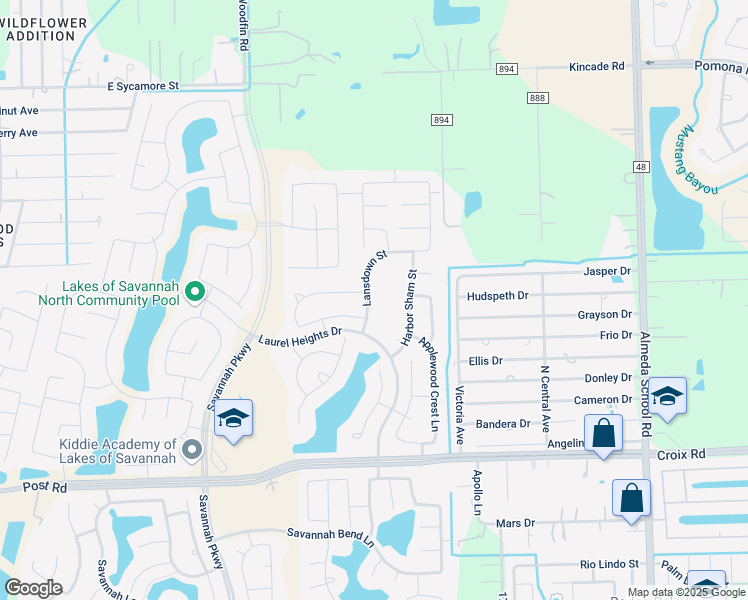 map of restaurants, bars, coffee shops, grocery stores, and more near 13407 Golden Plantation Lane in Rosharon
