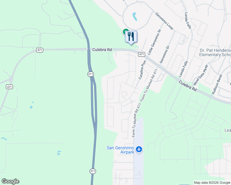 map of restaurants, bars, coffee shops, grocery stores, and more near 8210 Phantom Field in San Antonio