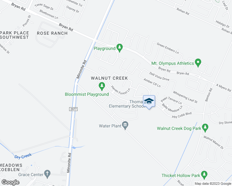 map of restaurants, bars, coffee shops, grocery stores, and more near 6622 Haven Forest Lane in Rosenberg