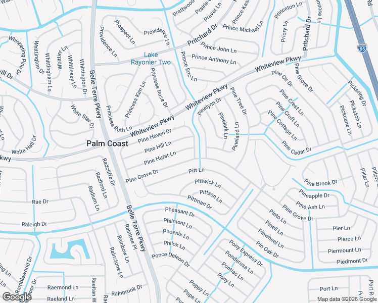 map of restaurants, bars, coffee shops, grocery stores, and more near 43 Pine Grove Drive in Palm Coast