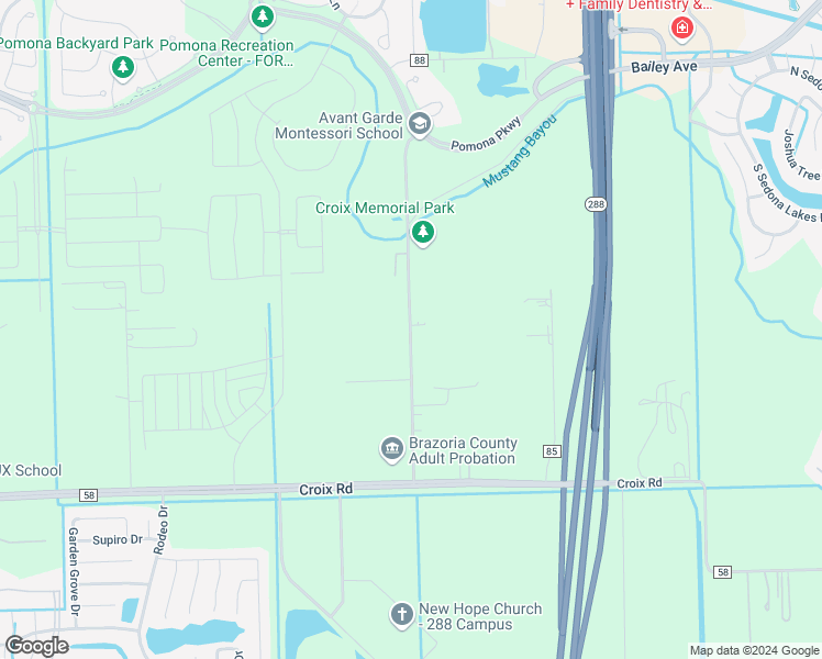 map of restaurants, bars, coffee shops, grocery stores, and more near 4716 County Road 84 in Manvel